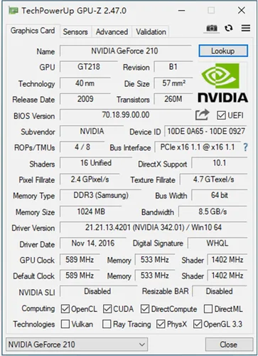 Miniatura 7 de QTHREE GT 210 Tarjeta gráfica, 1024 MB, DDR3, 64 Bits, HDMI, DVI, VGA, Frecuencia de núcleo de 589 MHz, Tarjeta de video de escritorio para PC, PCI