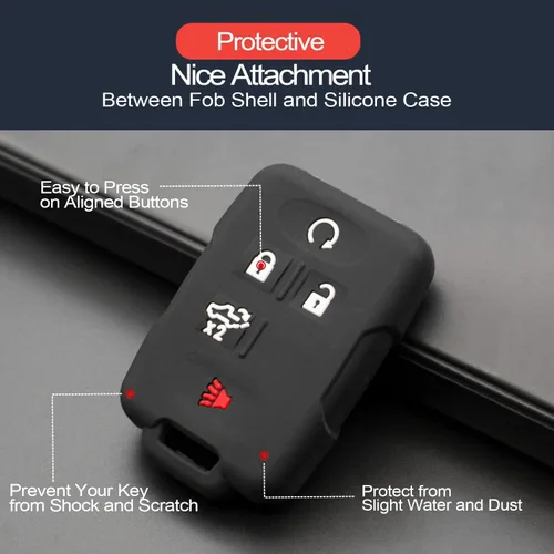 Miniatura 4 de 2 piezas compatibles con Chevy Chevrolet Silverado GMC Sierra 1500 2500 3500 Smart 5 botones llavero funda funda llavero protector llavero sin llave