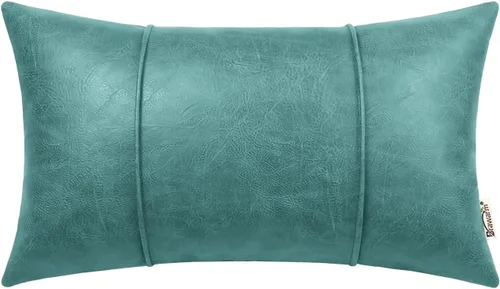 Miniatura 25 de BRAWARM Fundas de Almohada Decorativa de Cuero Café de 22 x 22 Pulgadas - Funda de Almohada de Piel Sintética con Ribetes, Almohada Decorativa