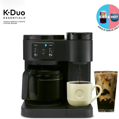 Miniatura 6 de K-Duo Essentials - Cafetera para bebidas calientes y heladas, cafetera KCup de una sola porción y jarra de café por goteo de 12 tazas, depósito
