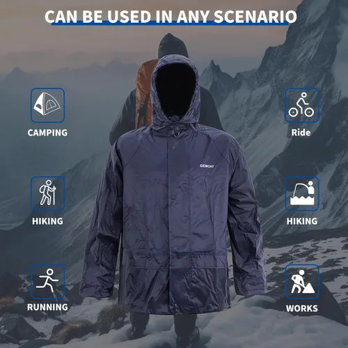 Miniatura 3 de Traje impermeable al aire libre impermeable transpirable alto rendimiento duradero lluvia Gear chaqueta con capucha