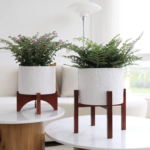 Miniatura 3 de LA JOLIE MUSE Macetas para plantas, maceta de cerámica de 8 pulgadas con soporte para plantas