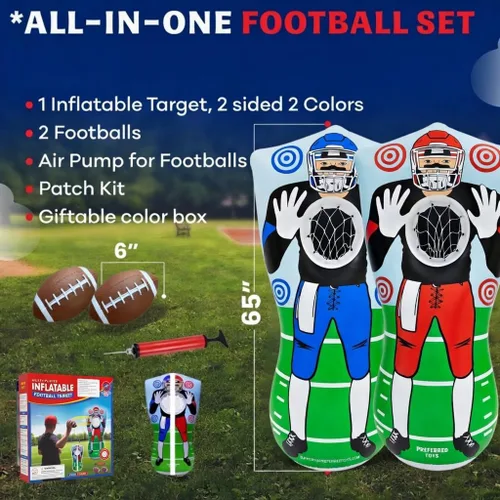 Miniatura 2 de Preferred Toys Juego inflable de fútbol de 65 pulgadas, juego de lanzamiento de red de doble cara con mini bolas, juguete deportivo para fiestas
