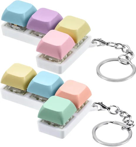 Miniatura 15 de Taiyin - Llavero de juguete con teclado clicker, juguete de descompresión con botón, llavero antiestrés, regalo para adultos para pasar el tiempo