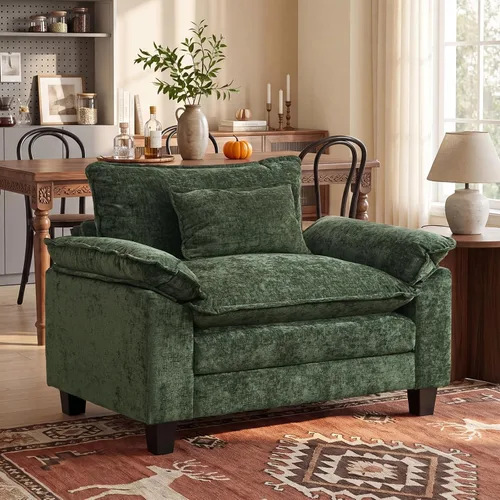 Miniatura 12 de Oprisen Sofá Seccional Modular, Cómodo Cloud Couch Sofá Seccional, Sofá Cama de Chenilla con Asiento Profundo con Almohadas Decorativas para Sala