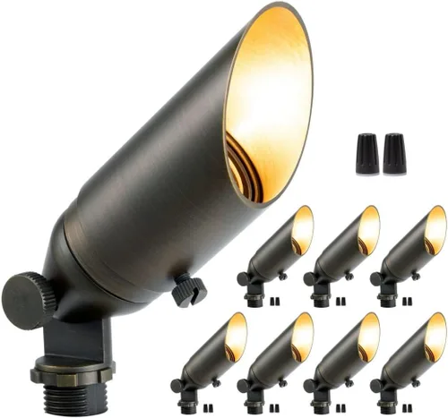 Miniatura 41 de Gardenreet Focos de paisaje de latón de bajo voltaje, luz LED para exteriores de 12 V, luces con cable IP65 impermeables, bronce antiguo
