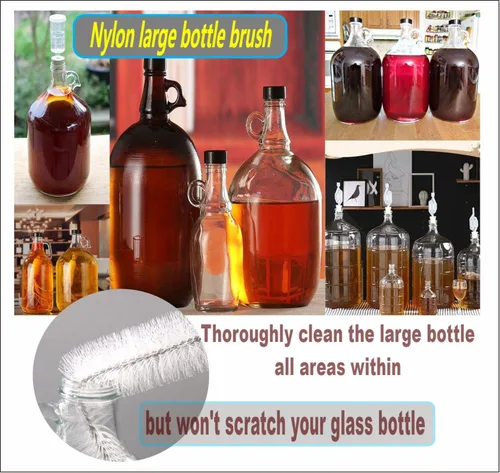 Miniatura 7 de Cepillo Carboy, 2 piezas de cepillos de nailon de 30 pulgadas y cepillos de acero inoxidable con mango extendido para botellas de agua de 3, 5, 6