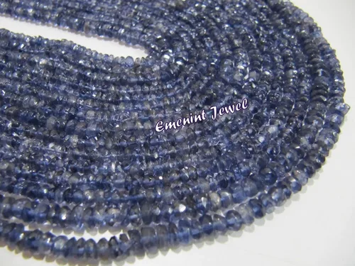 Cuentas facetadas de iolita natural de calidad AA, cuentas de piedras preciosas de iolita genuina de 0.118-0.157 in, hilo de 14 pulgadas de largo,