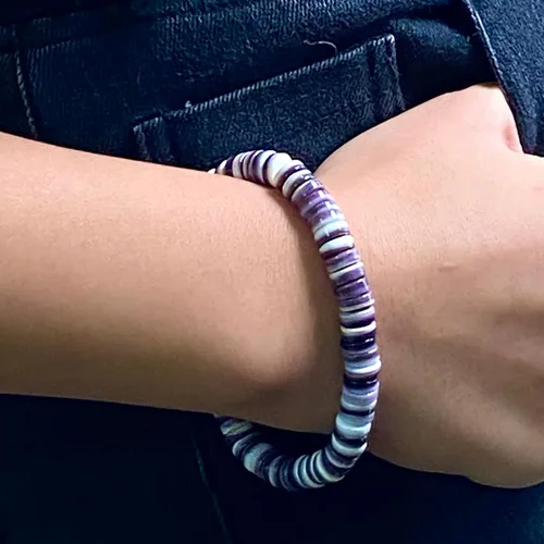 Miniatura 6 de ABCGEMS Wampum Shell Beads Pulsera USA Authentic Quahog East Coast (primera moneda de América 1637-1673) de origen ético - Producción de lotes