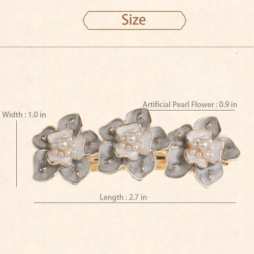 Miniatura 6 de Pinza para el pelo de perlas para mujeres y niñas, pasador de pelo de perla con flor de perla artificial, accesorios decorativos para el peinado
