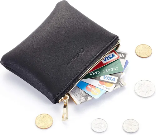 Miniatura 2 de Chelmon - Monedero de piel auténtica con zíper para hombre y mujer