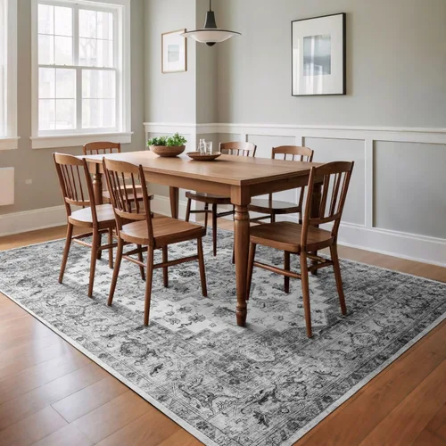 Miniatura 3 de Syalife 6x9 Alfombra Lavable para Área, Ultra Suave Antideslizante, Pila Baja, Alfombra Vintage Resistente a Manchas para Sala de Estar, Alfombra