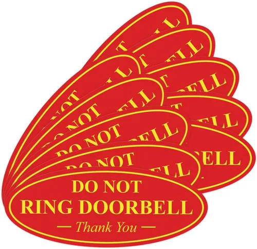 Miniatura 60 de All Quality Cartel de agradecimiento ovalado con texto en inglés «Do not Ring DOORBELL», color negro, pequeño, 1 paquete