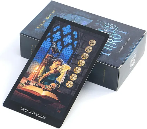 Miniatura 3 de Fankexi Juego de cartas de tarots con guía, 78 cartas de tarot de brujas, juego de adivinación del destino, duradero para principiantes y lectores
