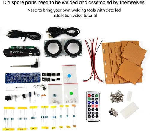 Miniatura 8 de Diymore Kit de altavoz Bluetooth para bricolaje, kit de práctica de soldadura de radio, altavoces duales y control remoto, para soporte