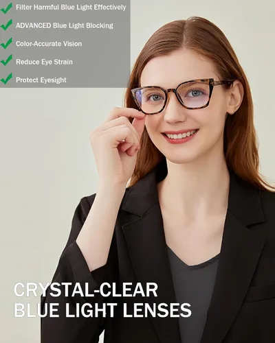 Miniatura 8 de EYEURL Paquete de 4 lentes de lectura con diseño de ojo de gato para mujer, lentes de bloqueo de luz azul, para lectura de computadora a la moda