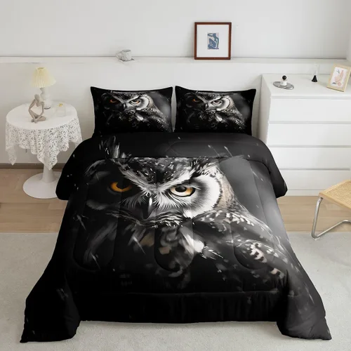 Miniatura 18 de Erosebridal Juego de edredón tamaño individual de animales del bosque, juego de ropa de cama de oso marrón para niños y niñas, edredón de plumón