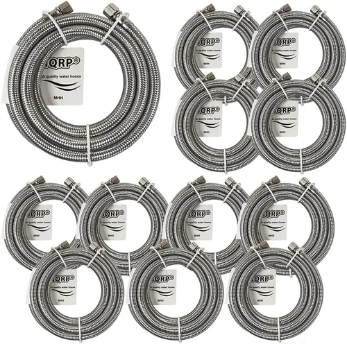 Miniatura 9 de HQRP Línea de agua para refrigerador de 6 pies – Línea de suministro de acero inoxidable trenzado para máquina de hielo – 1/4 de pulgada Comp x 1/4