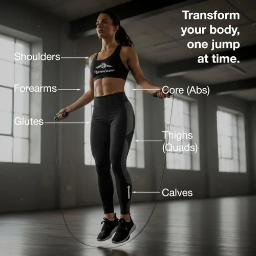 Miniatura 3 de Cuerda de saltar ajustable para artes marciales y fitness, cable sin enredos, asas ergonómicas de espuma y rodamientos de bolas, incluye toalla