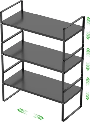 Miniatura 8 de Estante de almacenamiento expandible para gabinete, organizador apilable para cocina, baño, despensa, armario de especias, encimera, escritorio