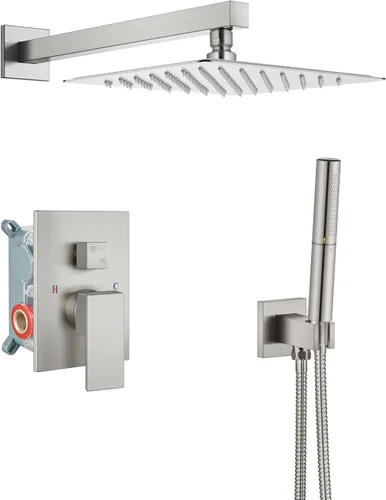 Miniatura 18 de Aolemi - Sistema de ducha con cabezal de lluvia y grifo de mano montado en la pared, juego completo de accesorios de ducha de alta presión