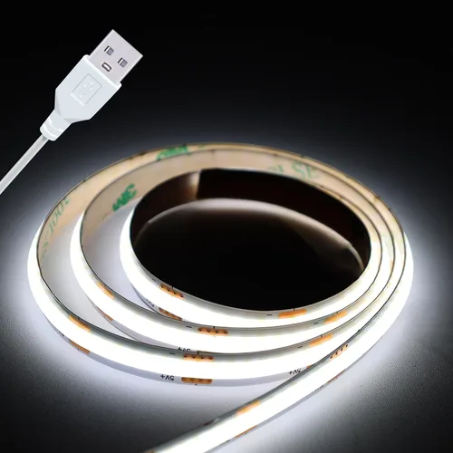 Miniatura 11 de Juego de 2 Paquetes de Tiras de Luces LED de 3.28 Pies COB Tiras de Luz USB 5V 6500K Blanco Brillante Alta Densidad No Regulable Tira LED Corta