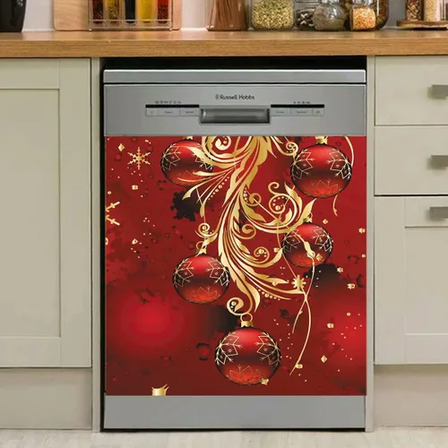 Miniatura 2 de Funda de Navidad para lavavajillas, decoración de Navidad, campana de viento, decoración de lazo magnético, calcomanía de vinilo para el hogar, 23