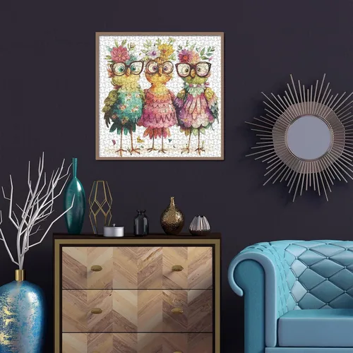 Miniatura 6 de Divertidos rompecabezas de pollo para adultos de 1000 piezas, rompecabezas de flores de pájaros, hermosos rompecabezas de arte de animales Pollo