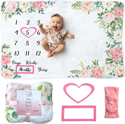 Miniatura 9 de Manta de hito para bebé de The Modern Child - Manta mensual de hito para bebé súper suave de vellón para niña y niño - Perfecta para la tabla