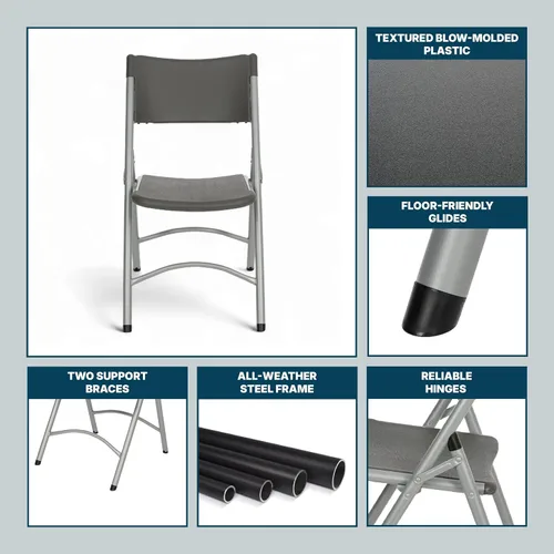 Miniatura 9 de OEF Furnishings Serie OEF600 Sillas plegables de respaldo alto, asiento de grado comercial de polietileno moldeado por soplado