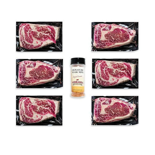 Miniatura 12 de Nebraska Star Beef Prestige Steaks - 6 paquetes con condimento (filetes de 6 a 5 onzas)