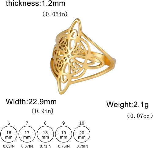 Miniatura 39 de TEAMER Anillo de nudo de brujas, amuleto celta de acero inoxidable, joyería vintage para mujer