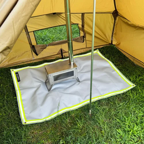 Miniatura 8 de POMOLY Tapete para fogata, tapete ignífugo visible por la noche, ideal para la base de la hoguera de terraza, almohadilla para fogatas de patio