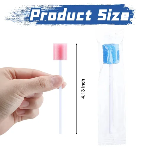 Miniatura 2 de TrelaCo 500 piezas de hisopos de algodón desechables a granel, esponjas multicolor envueltas individualmente para adultos mayores, limpieza bucal