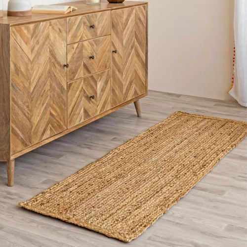 Miniatura 17 de HOMEMONDE Alfombra de yute natural tejida a mano de 2'x3' - Alfombra de piso rústica vintage trenzada reversible estilo granja para interiores