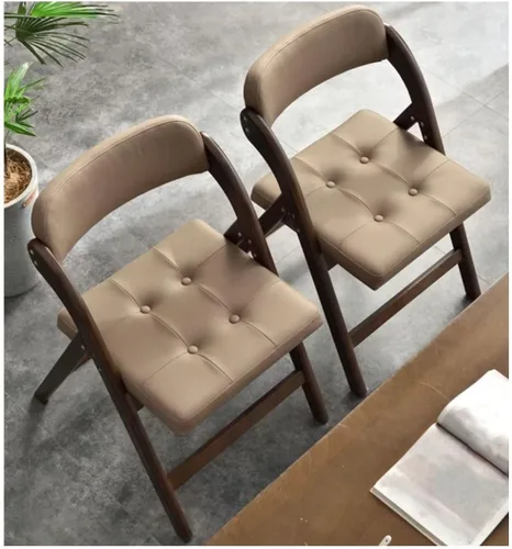 Miniatura 2 de Sillas de oficina plegables de madera maciza con asientos acolchados, sillas de cocina, ideales para reuniones familiares, adecuadas para comedor