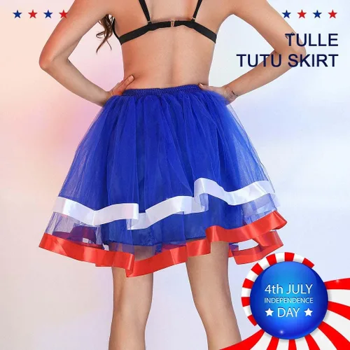 Miniatura 6 de Nicute Falda tutú para mujer, 4 de julio, color rojo, blanco y azul, con estrellas, divertida, patriótica, para fiesta del Día de la Independencia