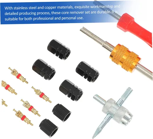 Miniatura 3 de Abaodam Bike and Car Tire Valve Core Tool Kit, 21pcs Valve Caps and Mounting Wrench Set for Motorcycle and Automotive Tire Repair