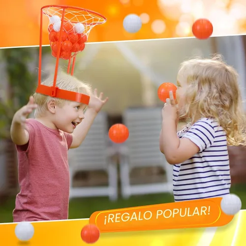Miniatura 7 de Juego de Baloncesto de Aro de Cabeza para Fiesta de Carnaval para Niños y Adultos, Portátil Ajustable con Banda para la Cabeza y Red de Canasta