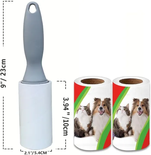 Miniatura 3 de Rodillos de pelusa para mascotas, paquete de 3, 90 hojas cada uno, rodillo adhesivo reutilizable para pelo de mascotas, removedor de pelo de gatos