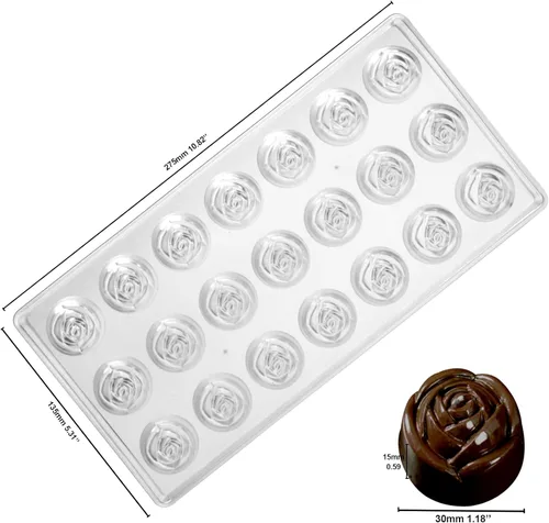 Miniatura 2 de Funshowcase Rosa, corazón, cúpula, diamante, forma ovalada molde de chocolate de plástico 6 piezas Set tamaño de mordida
