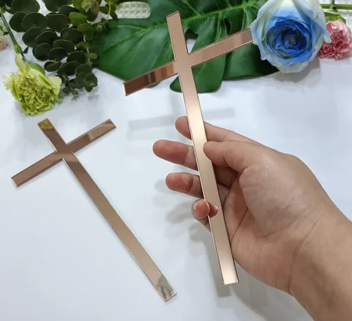 Miniatura 14 de 12 dijes para tartas de cruz, decoración de bautizo para tartas, confirmación de bautismo de acrílico delgado, decoración de pastel de cruz acrílica