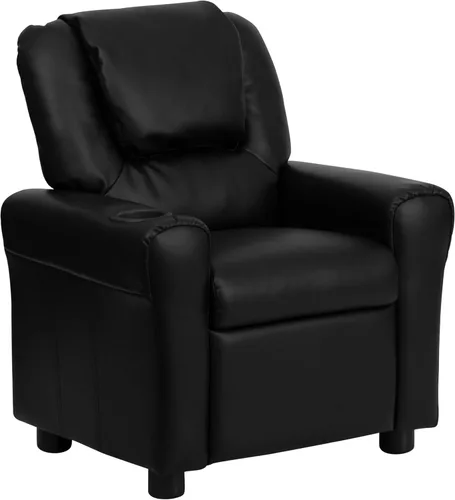Flash Furniture - Sillón reclinable contemporáneo para niños, color beige vinilo con base para vasos y reposacabezas
