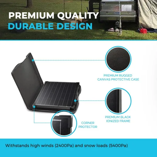 Miniatura 6 de Renogy - Panel solar portátil de 100 vatios y 12 voltios con controlador de carga impermeable de 20 A, maletín solar plegable de 100 W con soporte