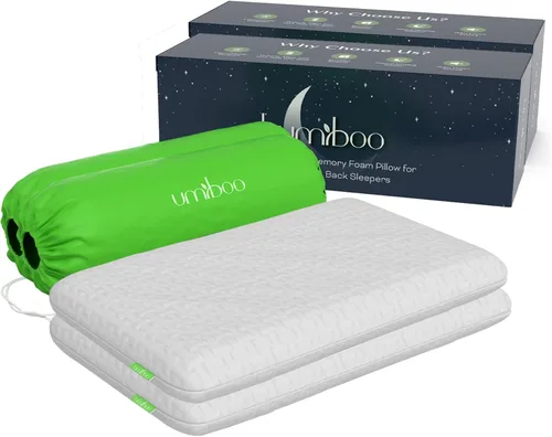 Miniatura 8 de Focus Umiboo - Almohada de espuma viscoelástica de gel de perfil bajo de 2.6 pulgadas para personas que duermen boca abajo o de espalda con funda