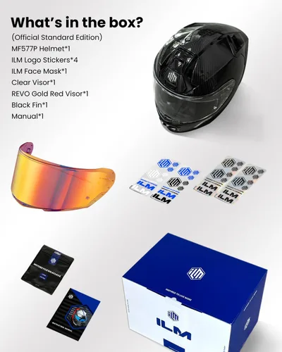 Miniatura 5 de ILM - Cascos de motocicleta de fibra de carbono de cara completa para adultos, con certificaciones DOT y ECE, Casco de Carreras MF577P