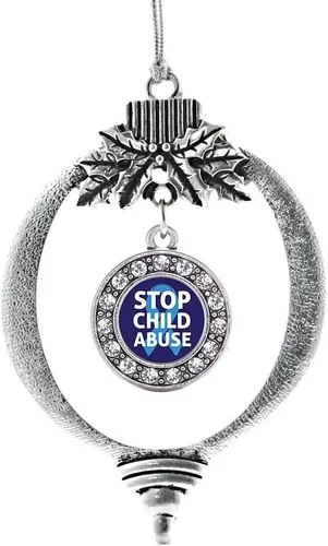 Miniatura 210 de Inspired Silver - Bonita bandera estadounidense - Adorno de Navidad plateado - Adorno de árbol de Navidad con dije circular con circonita cúbica
