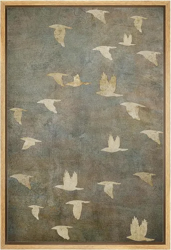 Miniatura 26 de NWT Impresión en lienzo enmarcado para pared, acuarela, grullas, pájaros volando, naturaleza salvaje, ilustraciones de arte moderno decorativo