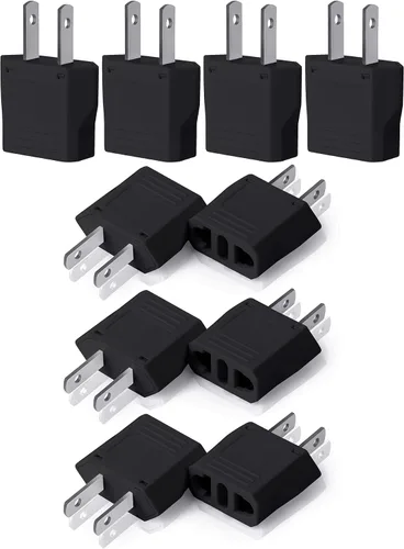 Miniatura 18 de Bates - Adaptador de enchufe europeo a estadounidense, paquete de 3 unidades, color negro