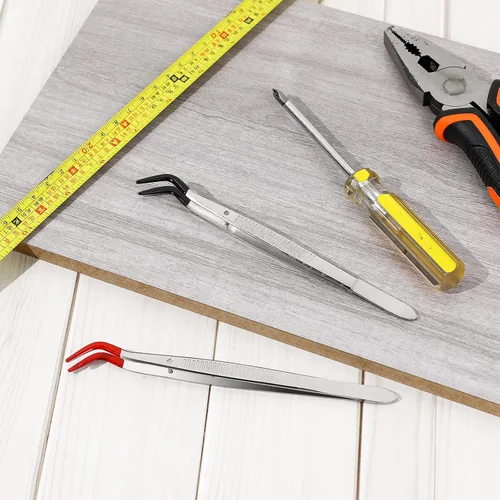 Miniatura 2 de 2 pinzas para manualidades con puntas de goma, pinzas adhesivas de metal, pinzas en ángulo curvadas con revestimiento de PVC suave, anti-adherentes